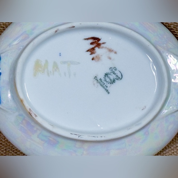 Vintage Rose Trinket Dish Iridescent Lusterware Hand Painted Floral Cottage Core - Picture 4 of 4